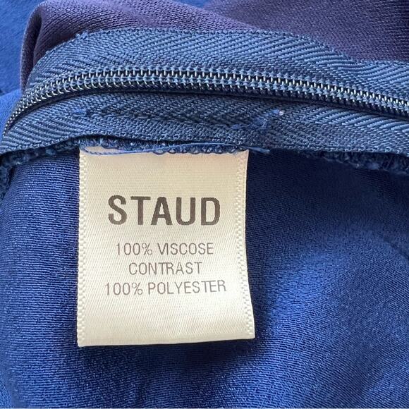 Staud Women’s Nautical Striped Navy Yellow Red Boxy Collared Button Blouse Top L - Picture 7 of 9